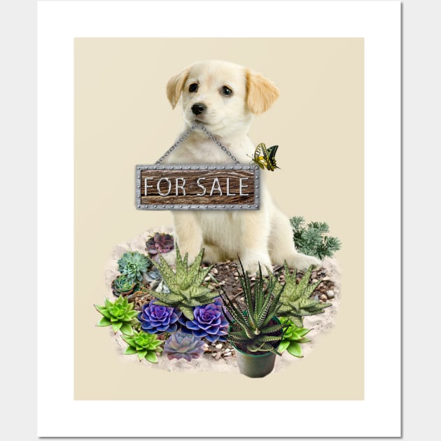 Puppy for sale Wall Art by Just Kidding by Nadine May